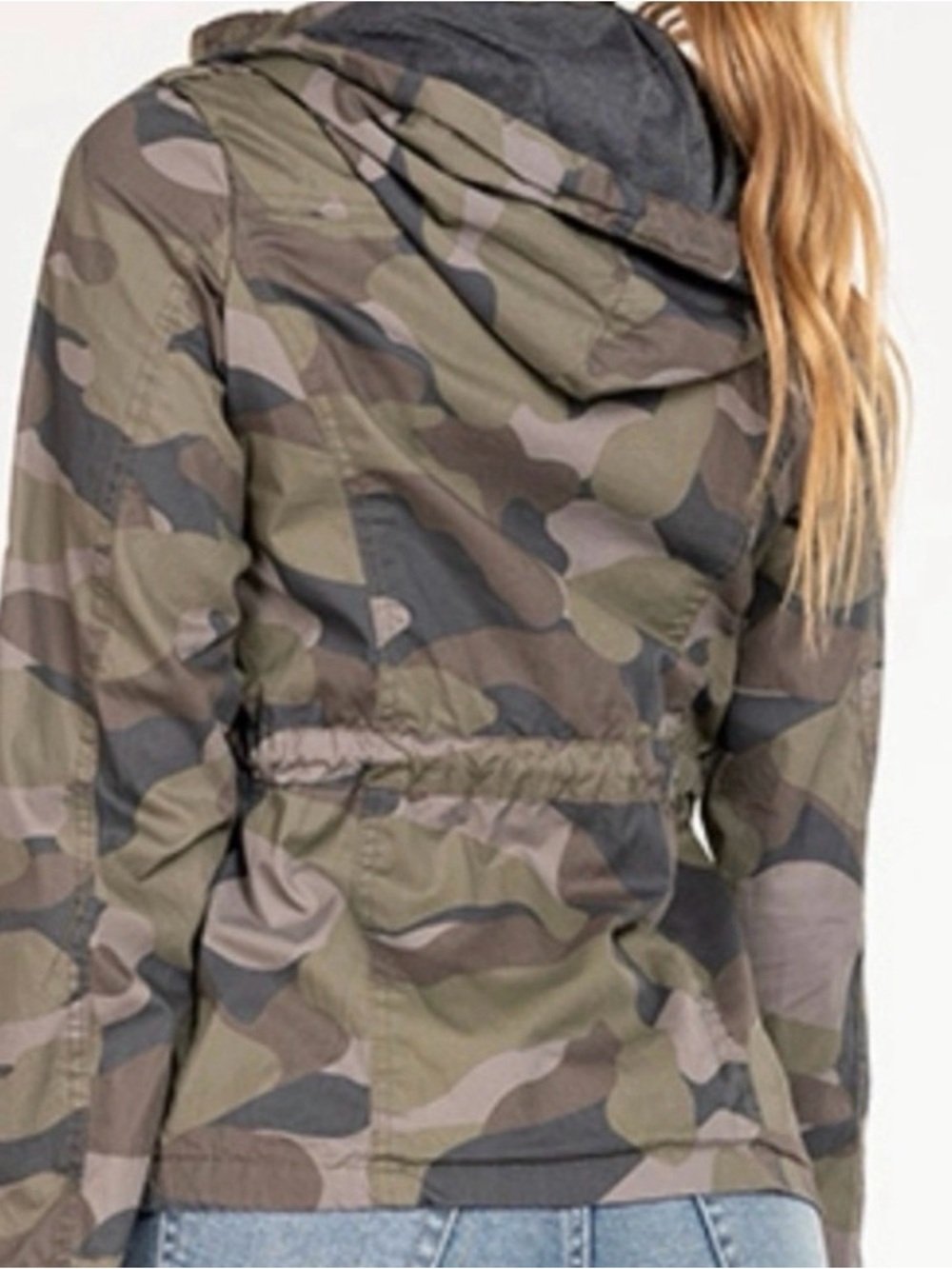 Women's Camouflage Hooded Utility Jacket - Olive Camo